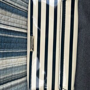 kate spade Black and White Patent Striped Clutch